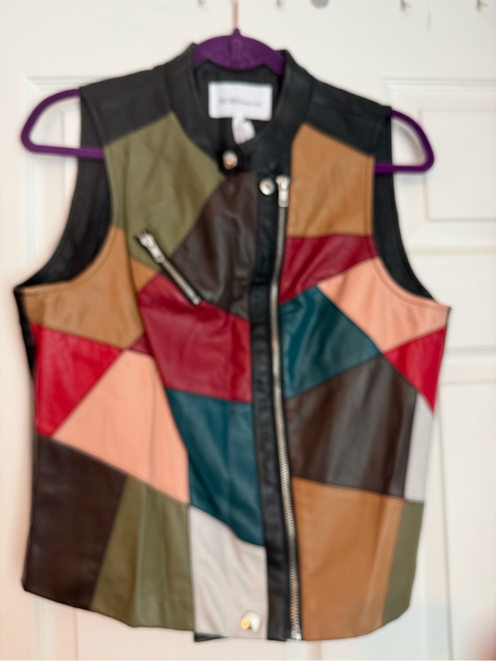 BCBGeneration Multicolor color block, faux Leather Vest